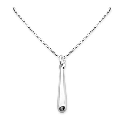 Sterling Silver Slender Teardrop Pendant Necklace for Women Teen Girls Minimalist Casual Layering Necklace for Everyday Wear Slender Drop Necklace