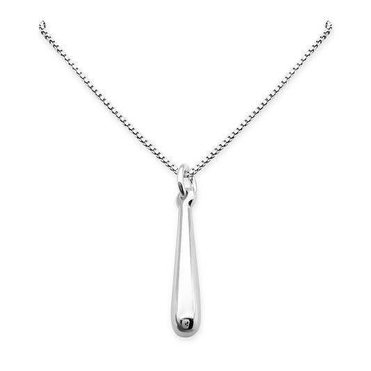 Sterling Silver Slender Teardrop Pendant Necklace for Women Teen Girls Minimalist Casual Layering Necklace for Everyday Wear Slender Drop Necklace