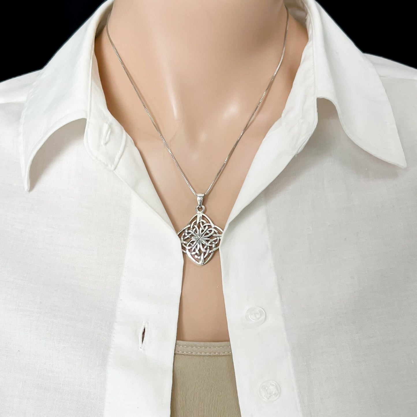 Sterling Silver Celtic Knot Pendant Necklace, 925 Sterling Silver Celtic Necklace Necklace, Irish Necklace, Wife Birthday Gift Necklace