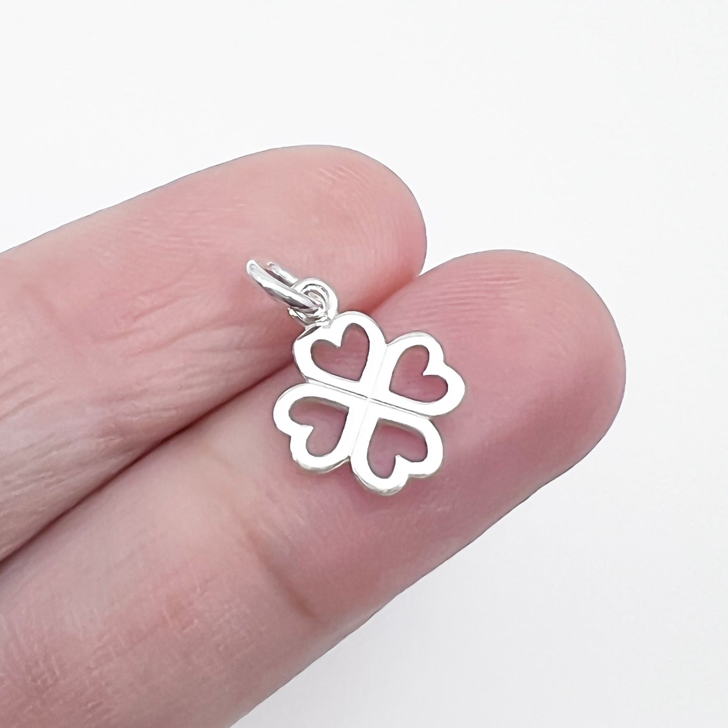 Tiny Four-Leaf Clover Necklace, Sterling Silver Four-Leaf Clover Necklace, Lucky Charm Necklace, St. Patrick's Day Gift, Good Luck Necklace