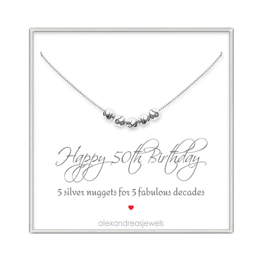 50th 925 Sterling Silver Birthday Necklace