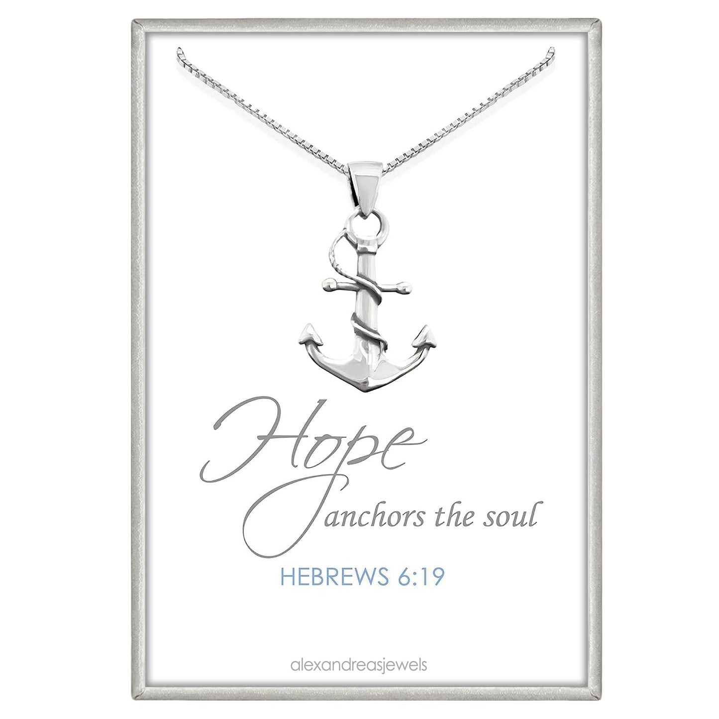 Sterling Silver Anchor Necklace for Women, Inspirational Necklace, Motivational Necklace