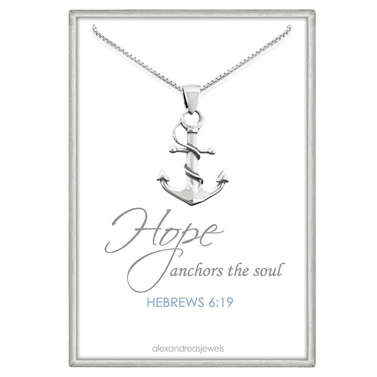 Sterling Silver Anchor Necklace for Women, Inspirational Necklace, Motivational Necklace