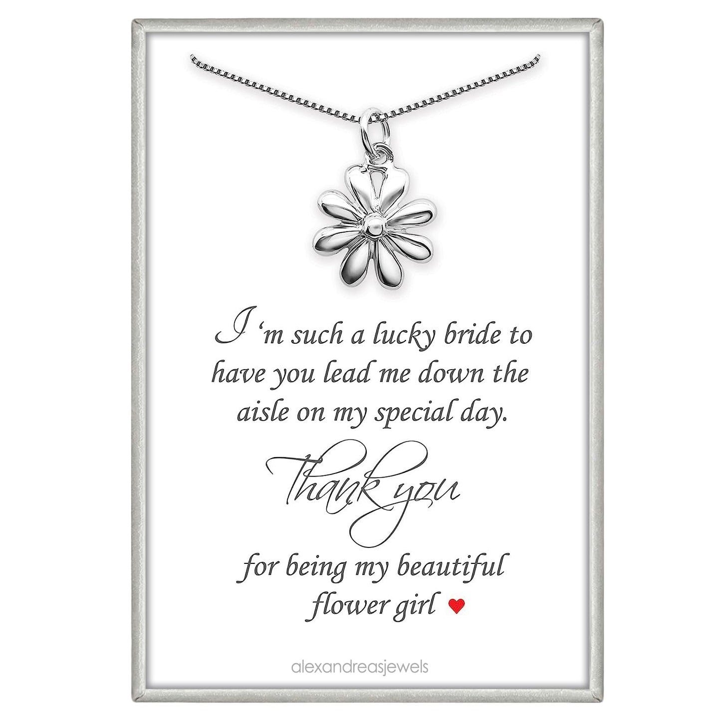 Dainty Sterling Silver Flower Necklace for Flower Girls, High Polish Daisy Flower Pendant Necklace, Flower Girl Gift Necklace