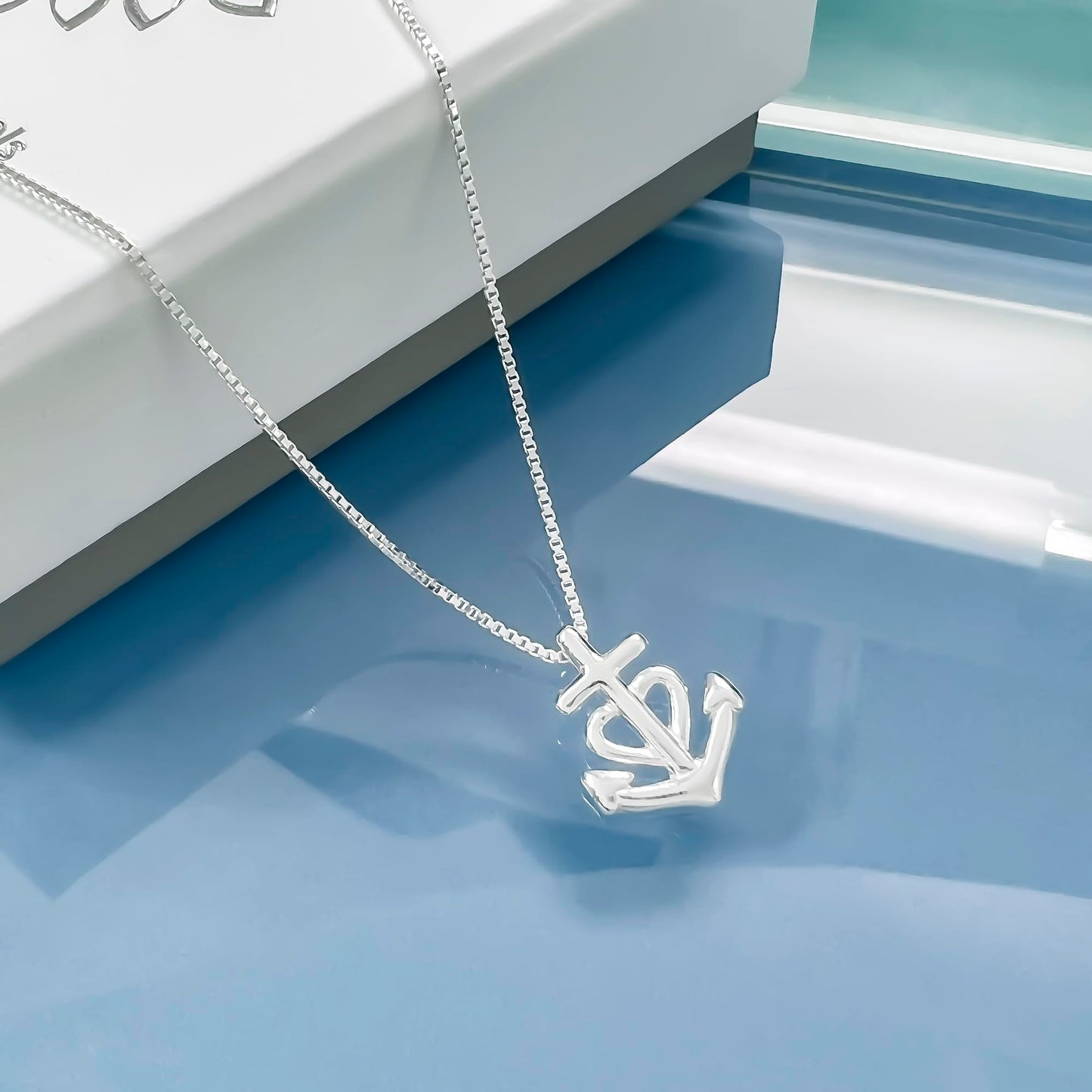 Tiny and Dainty Sterling Silver Faith Hope and Charity Necklace, Camargue Cross, Baptism Gift for Teens, Goddaughter Gift Necklace, Sterling Silver Cross Necklace, Confirmation Necklace