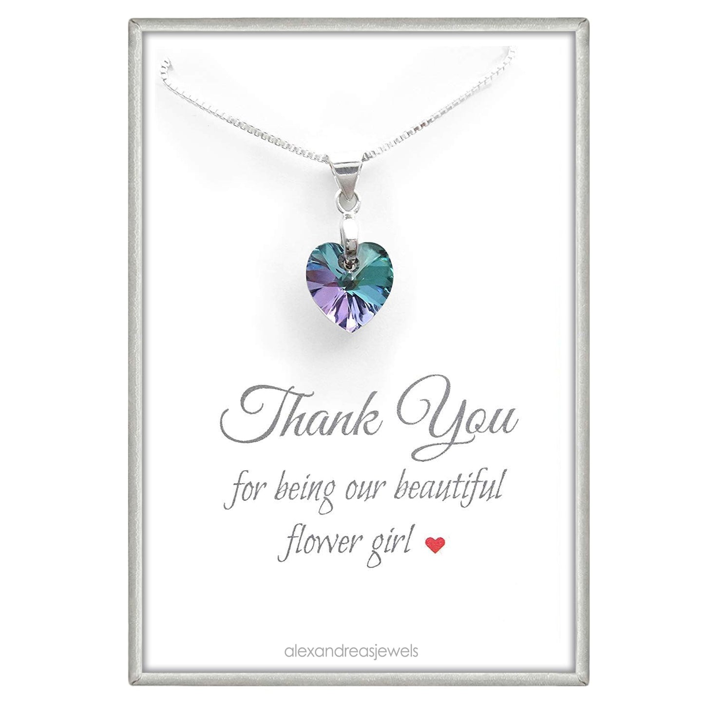 Tiny Purple Crystal Heart Necklace, Flower Girl Necklace, Flower Girl Proposal Gift