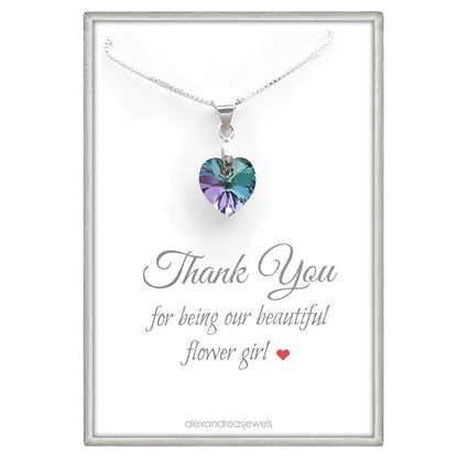 Tiny Purple Crystal Heart Necklace, Flower Girl Necklace, Flower Girl Proposal Gift