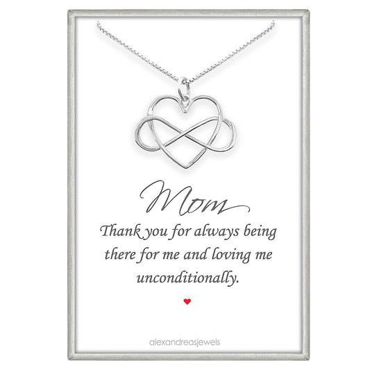 Sterling Silver Infinity Heart Necklace for Women, Mother's Day Gift Necklace, Mom Christmas Gift Necklace, Birthday Gift Necklace for Mom