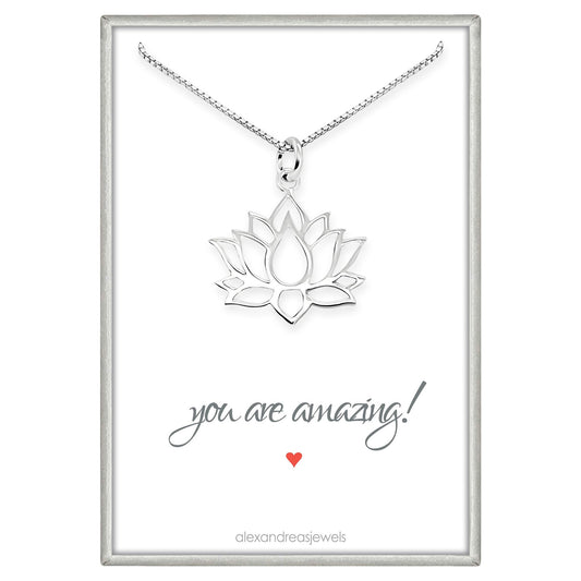 925 Sterling Silver Lotus Flower Motivational Gift Jewelry Necklace for Women Teen Girls