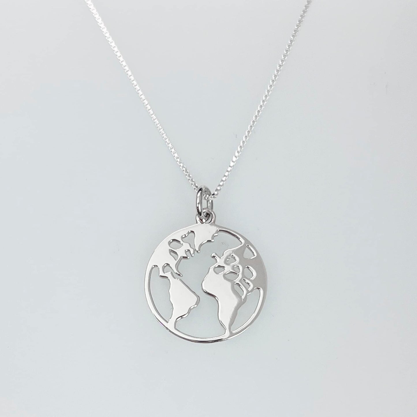 Sterling Silver World Map Necklace for Women, Graduation Gift Necklace, Gift for the Graduate