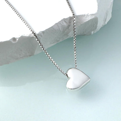 925 Sterling Silver Floating Heart Necklace for Women, Minimalist Solid Sterling Silver Heart Necklace, Layering Choker Necklace