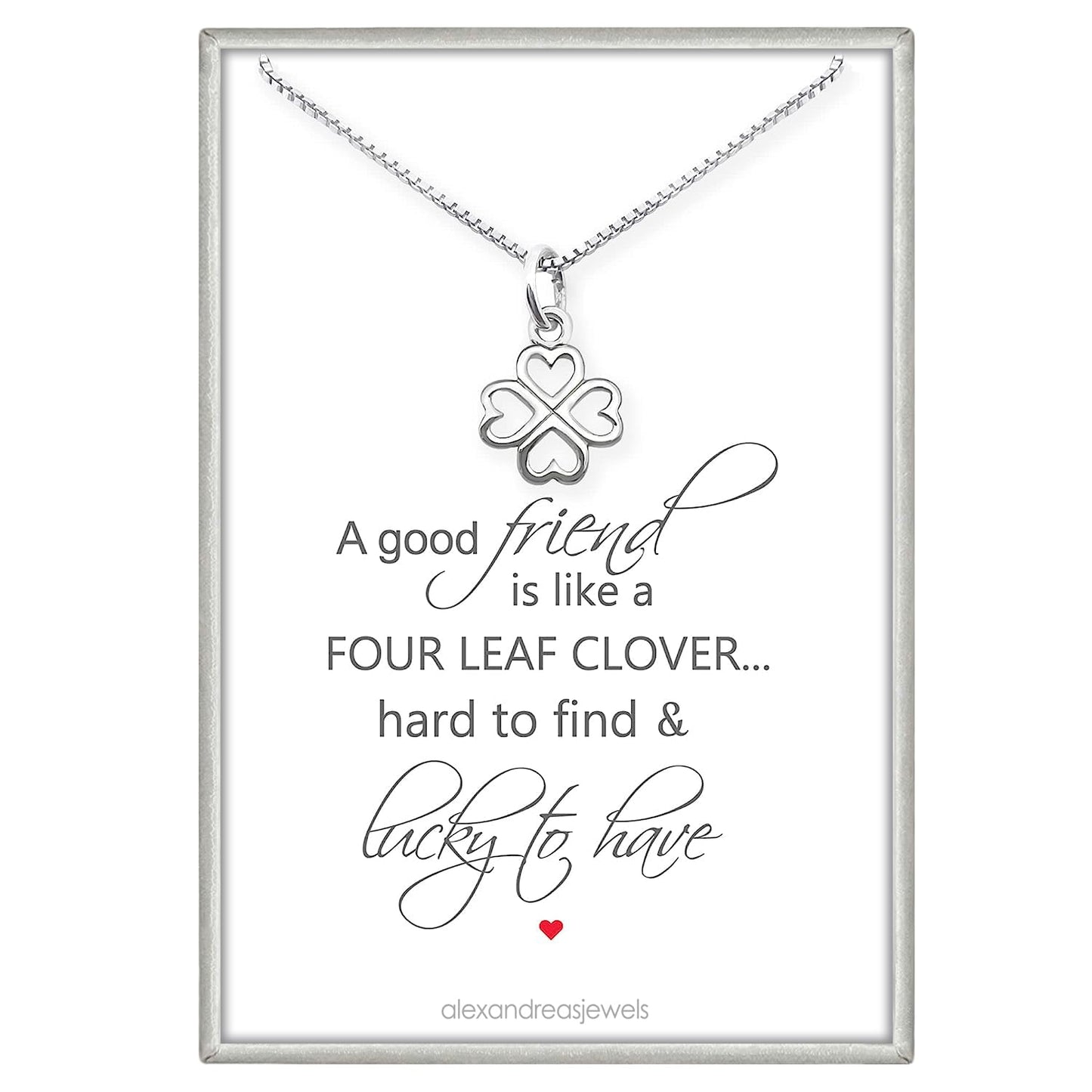 Tiny and Dainty Sterling Silver Four Leaf Clover Necklace for Women, Good Luck Charm Necklace, Best Friend Gift, Silver Shamrock Necklace