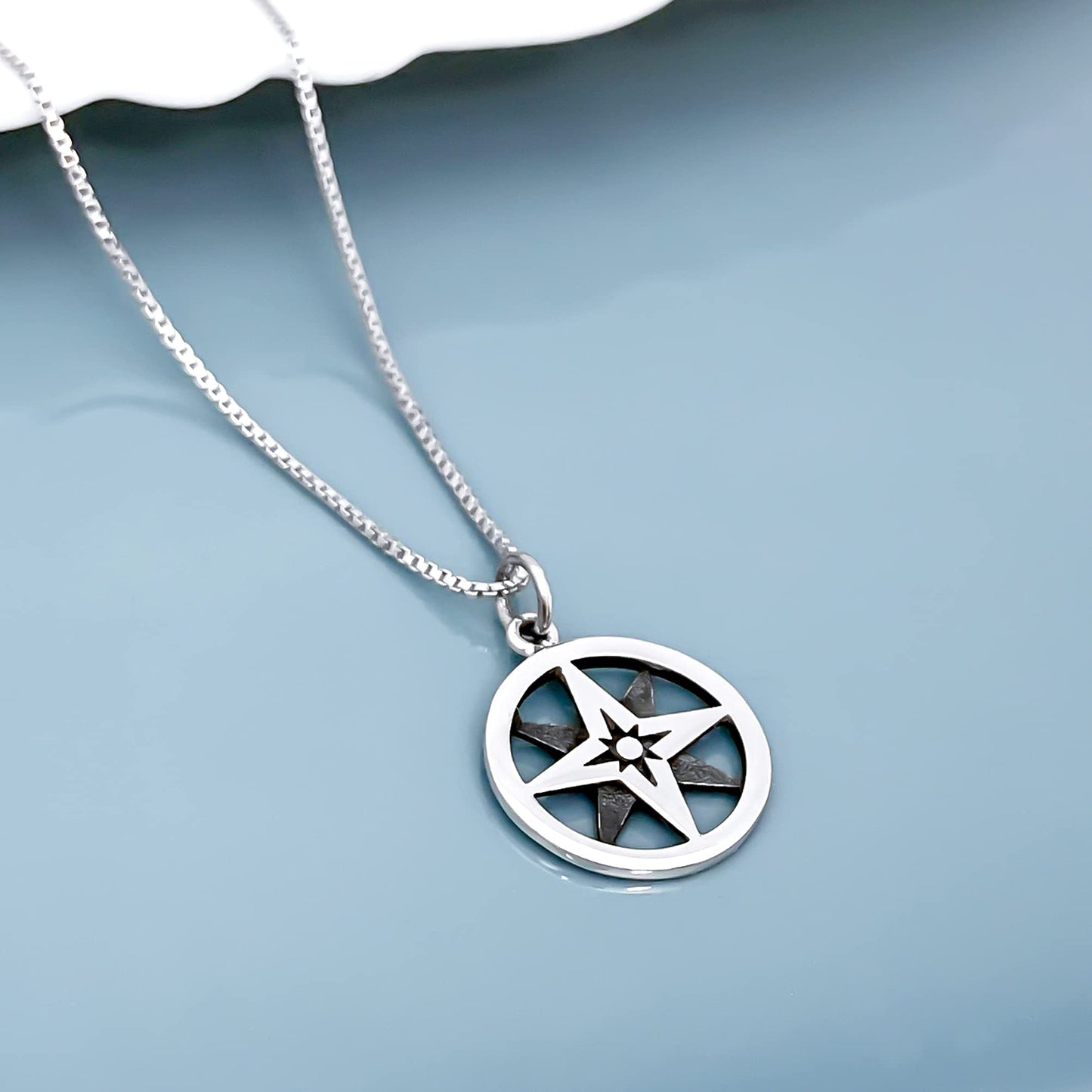 Sterling Silver Compass Necklace for Women, Girlfriend Gift Necklace, Retirement Gift, Wife Gift Necklace, Graduation Gift