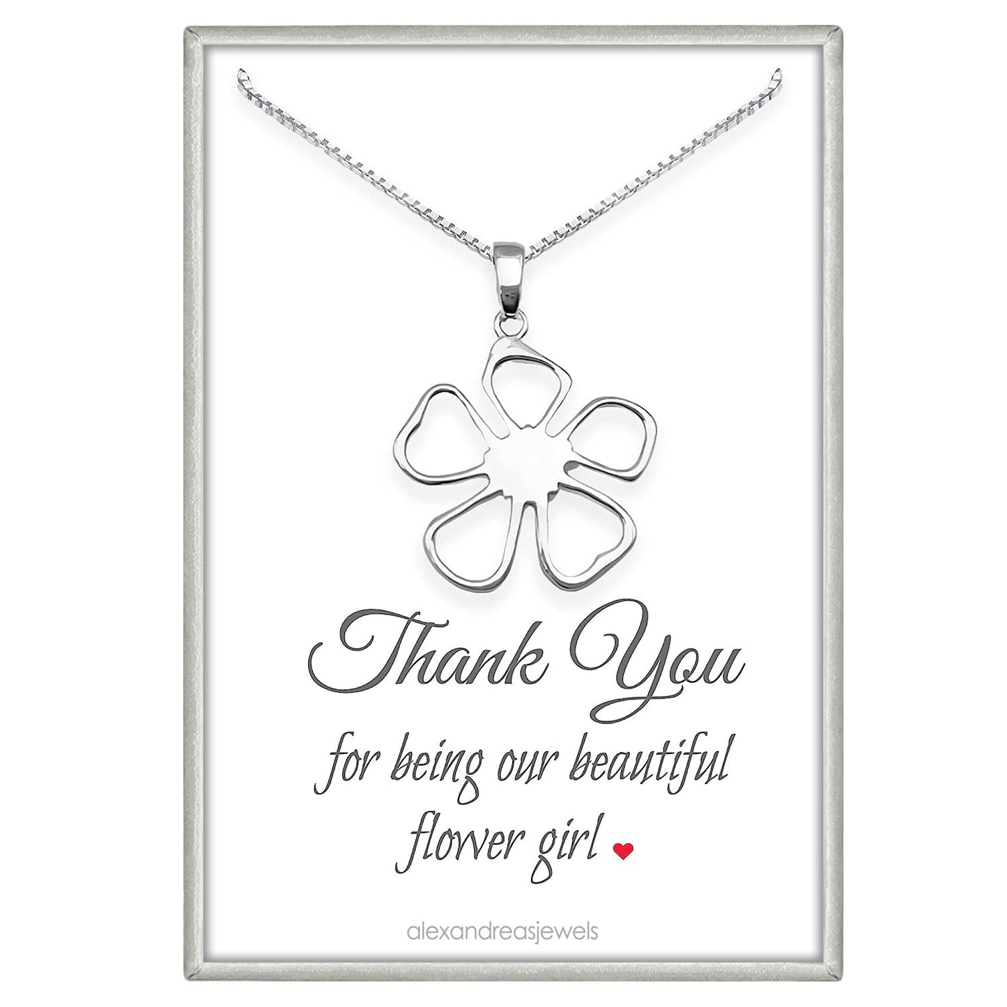 Sterling Silver Flower Necklace, Flower Girl Gift Necklace, Silver Flower Necklace for Girls