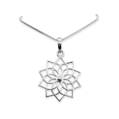 Lotus Necklace 925 Sterling Silver, Blooming Lotus Pendant Necklace, Lotus Necklace for Women