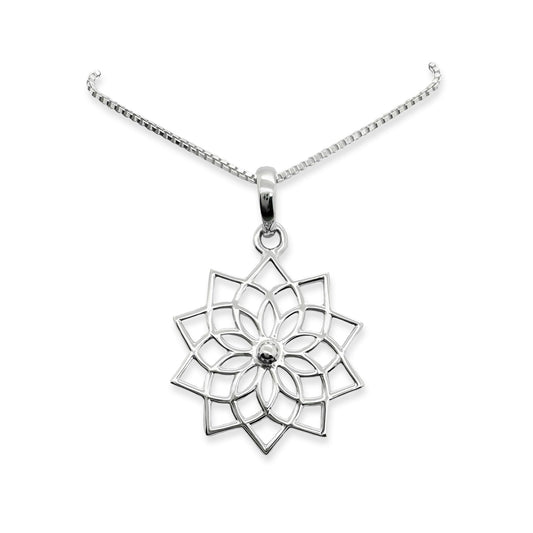 Lotus Necklace 925 Sterling Silver, Blooming Lotus Pendant Necklace, Lotus Necklace for Women