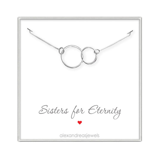 Sisters for Eternity Necklace, Sterling Silver Two Interlocking Circles Necklace, Sisters Forever Necklace, Sister Birthday Gift Necklace, Sister Circle Necklace