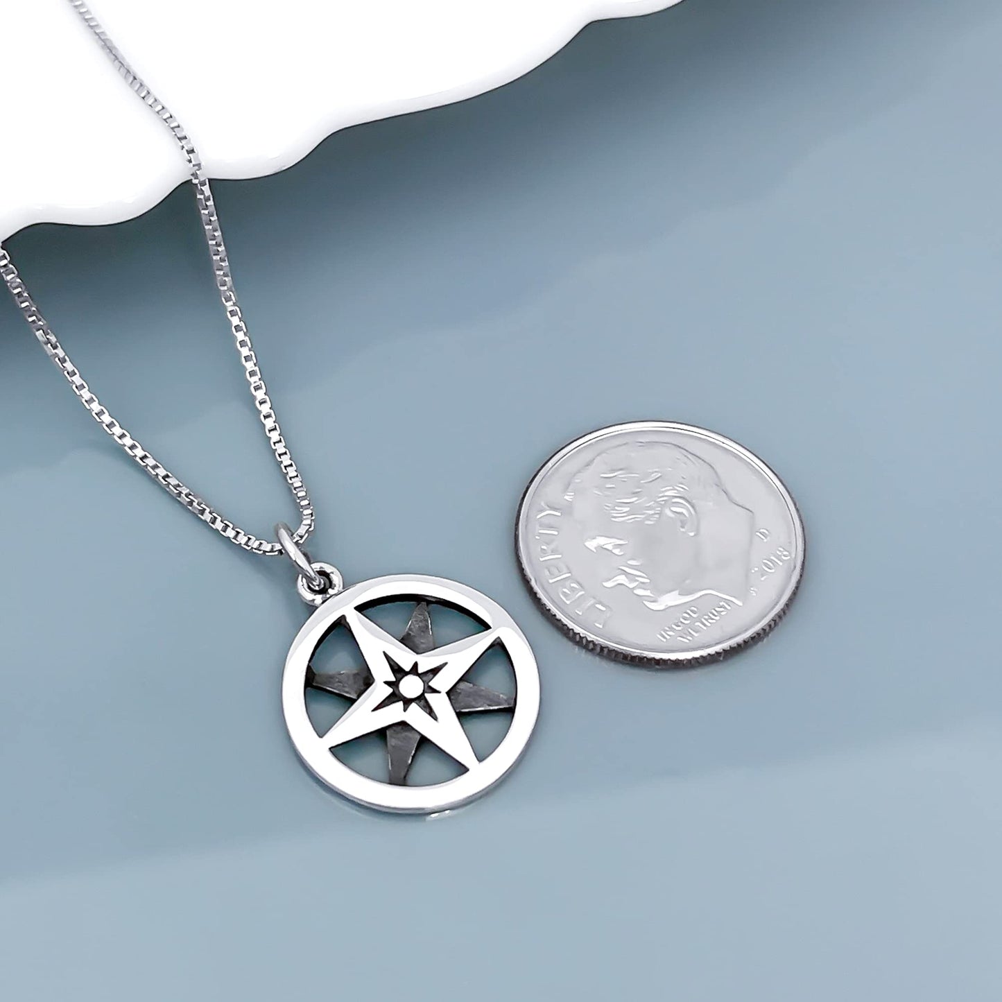 Sterling Silver Compass Necklace for Women, Girlfriend Gift Necklace, Retirement Gift, Wife Gift Necklace, Graduation Gift