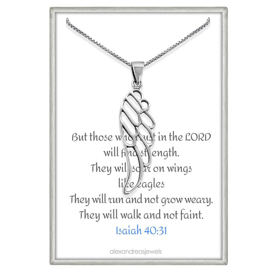 Sterling Silver Wing Necklace for Women, Eagle Wing Necklace, Inspirational Necklace