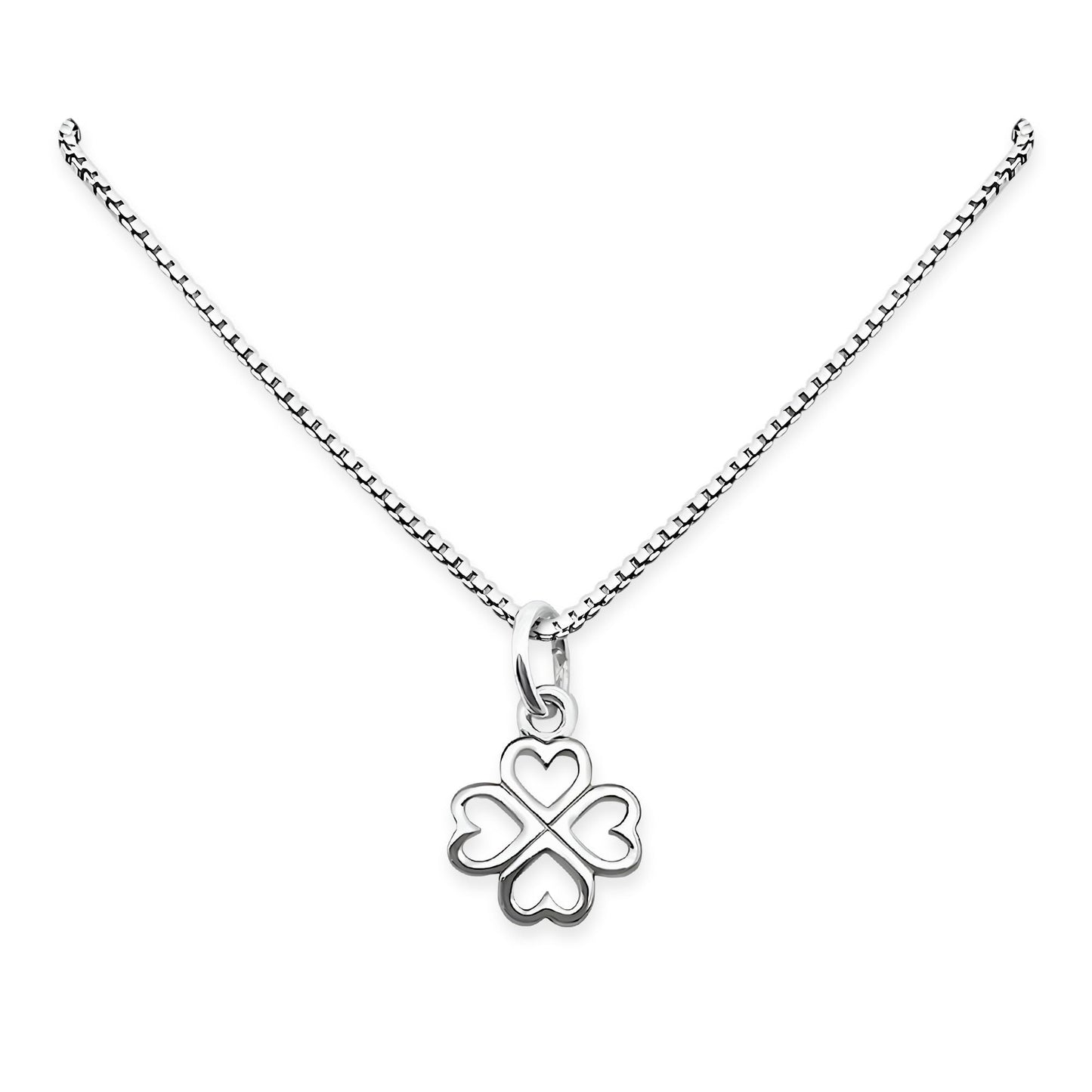 Tiny Delicate and Dainty Sterling Silver Four-Leaf Clover Charm Necklace for Women Teen Girls, Shamrock Necklace, St. Patrick's Day Gift, Silver Four Leaf Clover Necklace