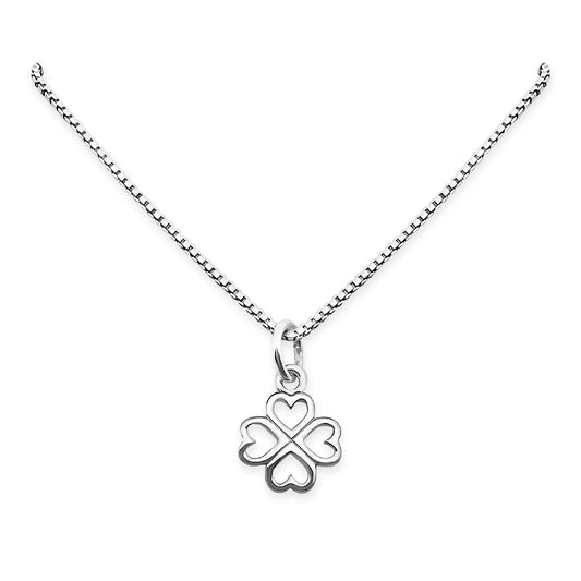 Tiny Delicate and Dainty Sterling Silver Four-Leaf Clover Charm Necklace for Women Teen Girls, Shamrock Necklace, St. Patrick's Day Gift, Silver Four Leaf Clover Necklace