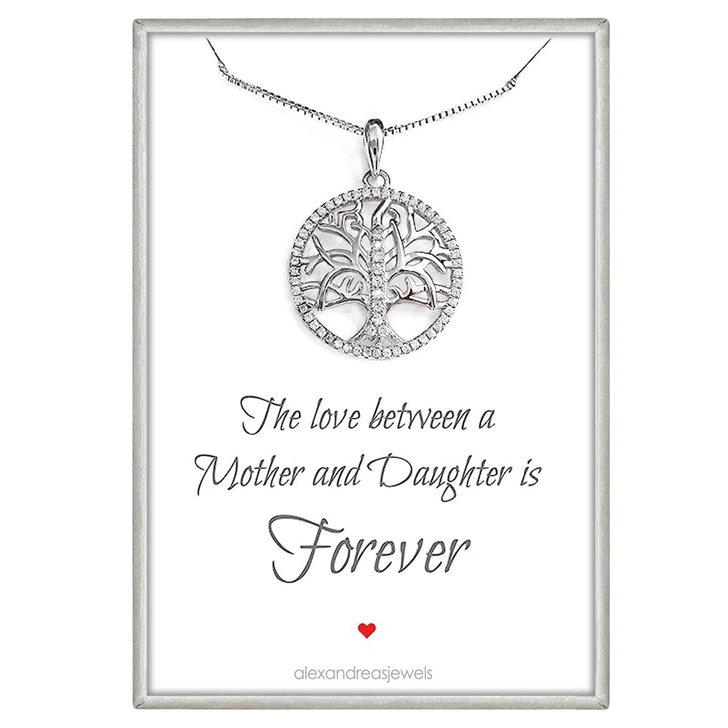 Sterling Silver Tree of Life Necklace, Mother of The Bride Gift from Bride, Birthday Gift for Mom, The Love Between a Mother and Daughter is Forever