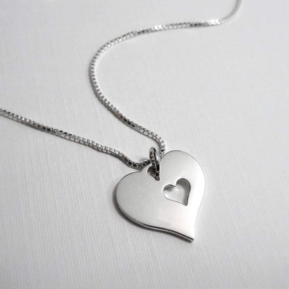 Set of 2 Heart Necklaces, Mother of the Bride Gift, Mother of the Groom Gift, Mother of the Groom Gift from Bride, Sterling Silver Heart Necklaces for Moms