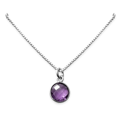 Sterling Silver Purple Amethyst Gemstone Necklace for Women Teen Girls February Birthday Gift