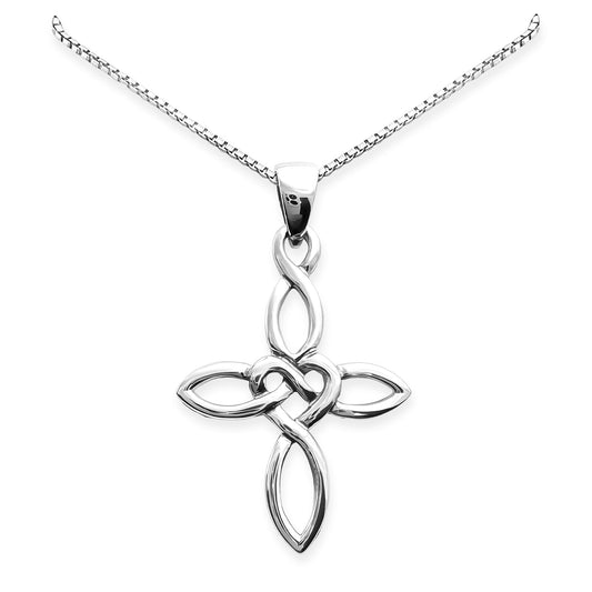 Cross Necklace for Women, Sterling Silver Infinity and Heart Cross Necklace, 925 Sterling Silver Celtic Cross Necklace, Faith Necklace, Religious Jewelry Gift