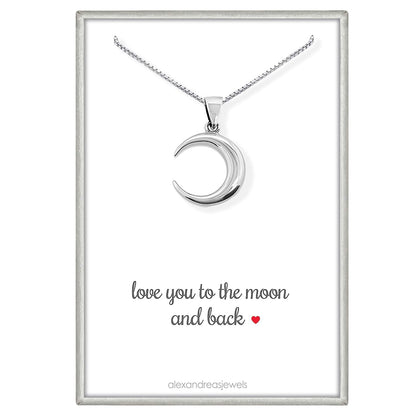 Dainty Sterling Silver Crescent Moon Necklace for Women, Girlfriend Gift Necklace, Wife Gift, Teen Daughter Birthday Gift Necklace