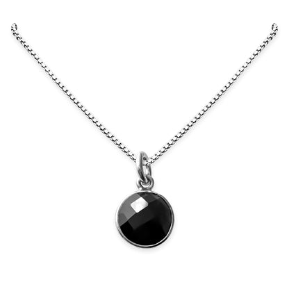 Sterling Silver Black Onyx Charm Necklace for Women Teen Girls December Birthday Gift Black Onyx Minimalist Necklace Birthstone Jewelry Gift