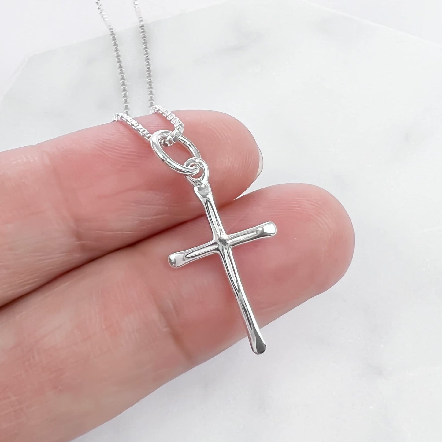 Tiny and Dainty Sterling Silver Cross Necklace, Baptism Gift, Confirmation Girft, First Communion Gift Necklace