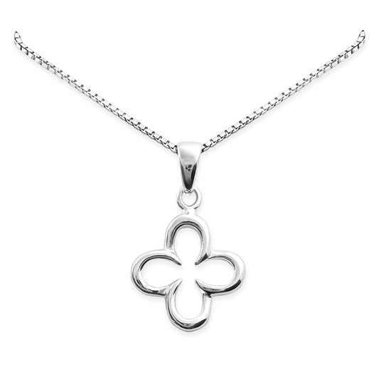 925 Sterling Silver Four-Leaf Clover Necklace for Women, Sterling Silver Open Clover Necklace, Good Luck Charm Minimalist Necklace