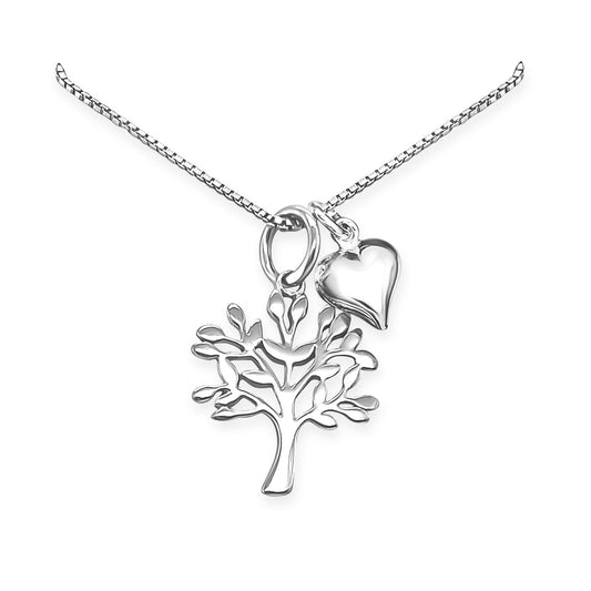 Mothers Day Gift from Sterling Silver Tree of Life Necklace with Puffed Heart Charm Wife Birthday Gift from Husband Grandmother Gift for Mother's Day Mom Gift Necklace