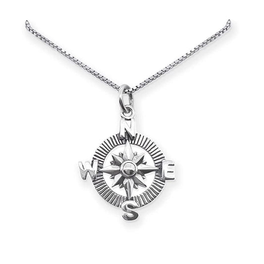 Compass Necklace for Women Sterling Silver, Graduation Gift Travel Gift Necklace, Best Friend Gift, Going Away Gift Necklace