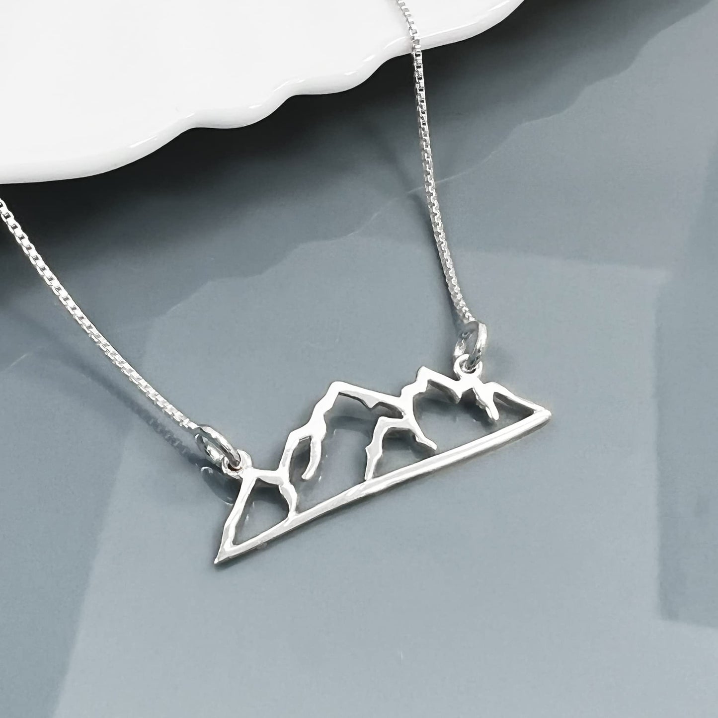 Sterling Silver Mountain Necklace, Adventure Awaits, Travel Necklace, Retirement Gift Necklace