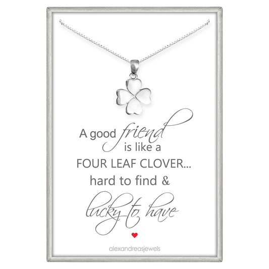 Sterling Silver Four Leaf Clover Necklace, Delicate and Dainty Clover Leaf Necklace, Best Friend Gift Necklace, A True Friendship Necklace, Clover Necklace for Women