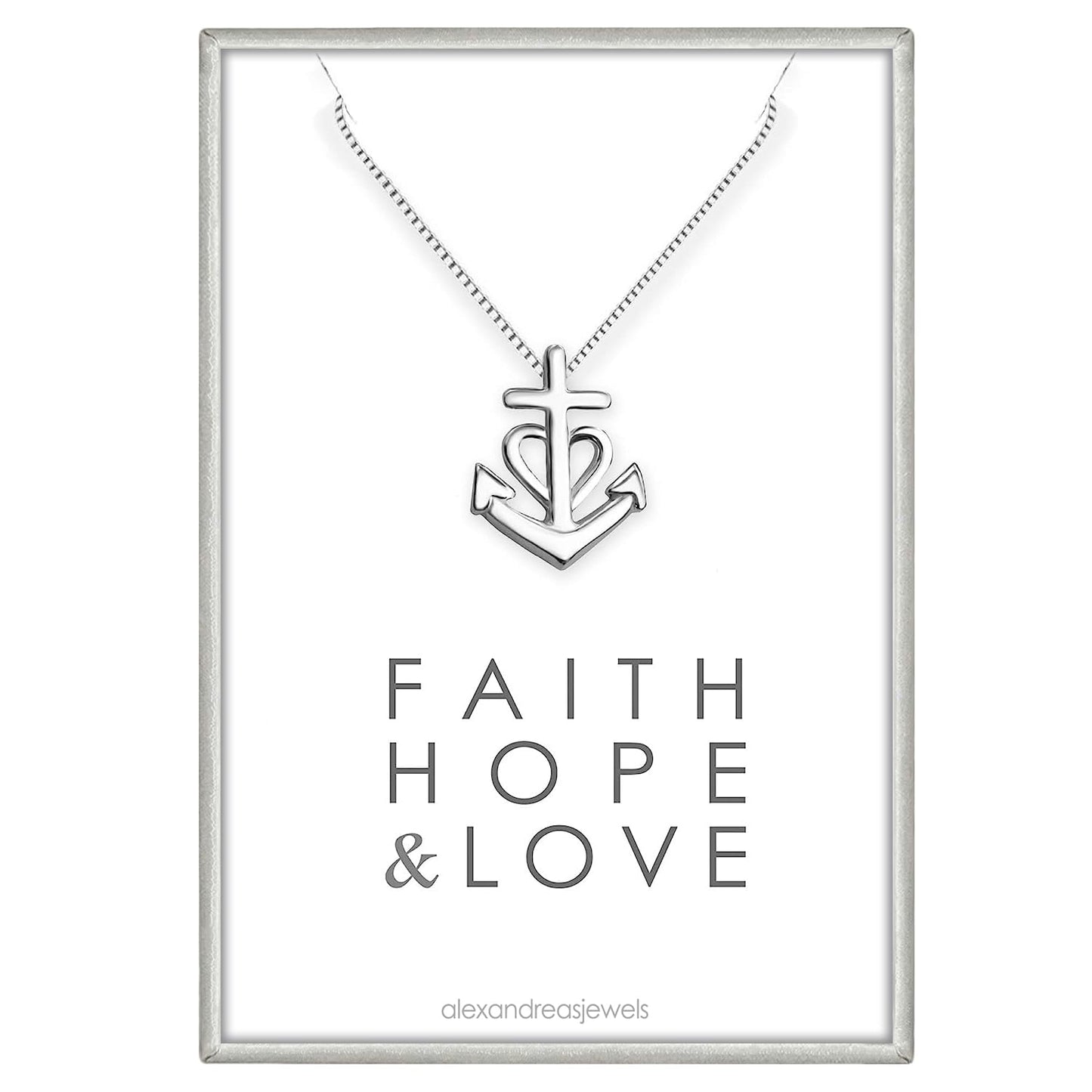 Tiny and Dainty Sterling Silver Faith Hope and Charity Necklace, Camargue Cross, Baptism Gift for Teens, Goddaughter Gift Necklace, Sterling Silver Cross Necklace, Confirmation Necklace