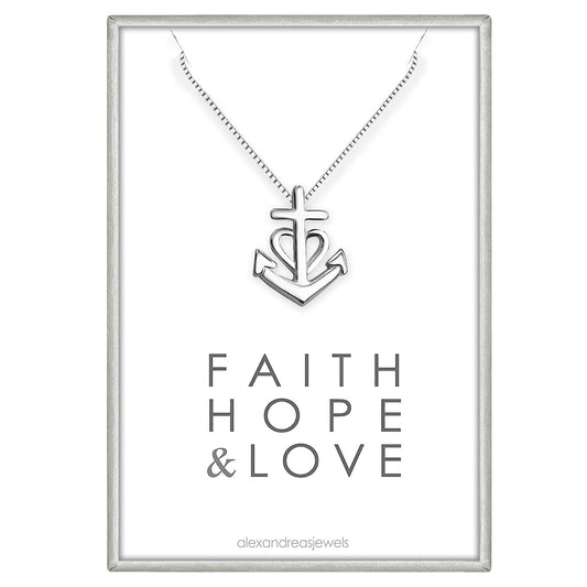 Tiny and Dainty Sterling Silver Faith Hope and Charity Necklace, Camargue Cross, Baptism Gift for Teens, Goddaughter Gift Necklace, Sterling Silver Cross Necklace, Confirmation Necklace