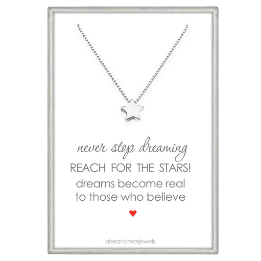 Tiny Delicate and Dainty Sterling Silver Star Necklace, Floating Star Necklace, Daughter Birthday Gift, Niece Birthday Gift, Girlfriend Gift Necklace