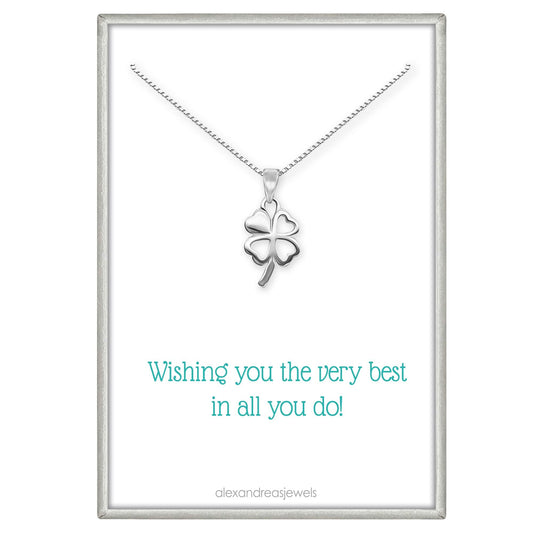 Tiny Delicate and Dainty Sterling Silver Four Leaf Clover Necklace for Women, Shamrock Necklace, St. Patricks Day Irish Good Luck Necklace