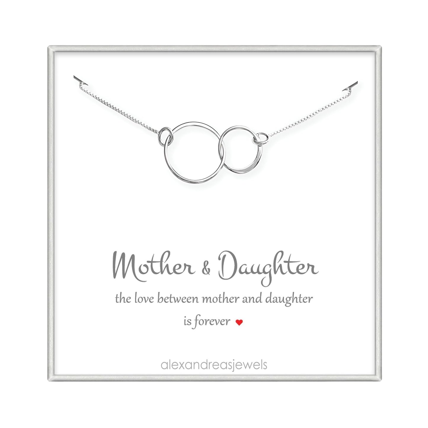 Mother Daughter Necklace, 925 Sterling Silver Interlocking Circles Necklace, Mothers Day Gift, Mom Birthday Gift, Mom Thank You Gift Wedding, Mother of the Bride Gift from Daughter