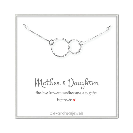 Mother Daughter Necklace, 925 Sterling Silver Interlocking Circles Necklace, Mothers Day Gift, Mom Birthday Gift, Mom Thank You Gift Wedding, Mother of the Bride Gift from Daughter