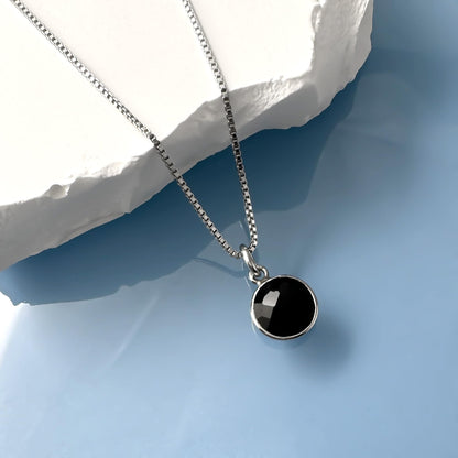 Sterling Silver Black Onyx Charm Necklace for Women Teen Girls December Birthday Gift Black Onyx Minimalist Necklace Birthstone Jewelry Gift