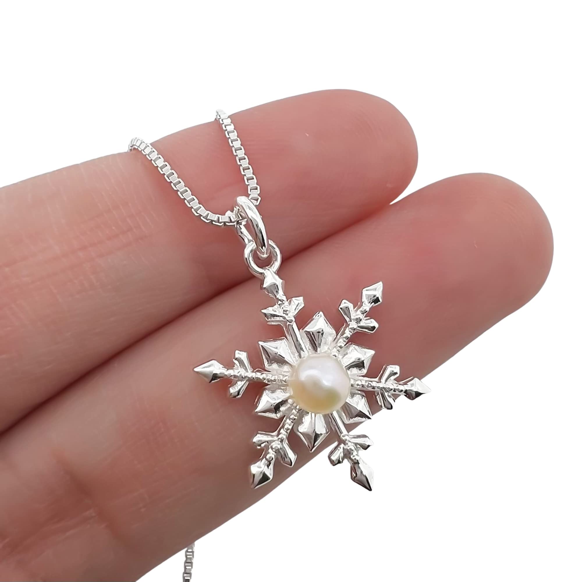 Sterling Silver Triple Snowball Pendant Necklace – 18 Inch – Christmas Winter Jewelry