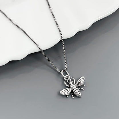 Tiny and Dainty Sterling Silver Honey Bee Bumble Bee Inspirational Motivational Gift Necklace for Women Teen Girls