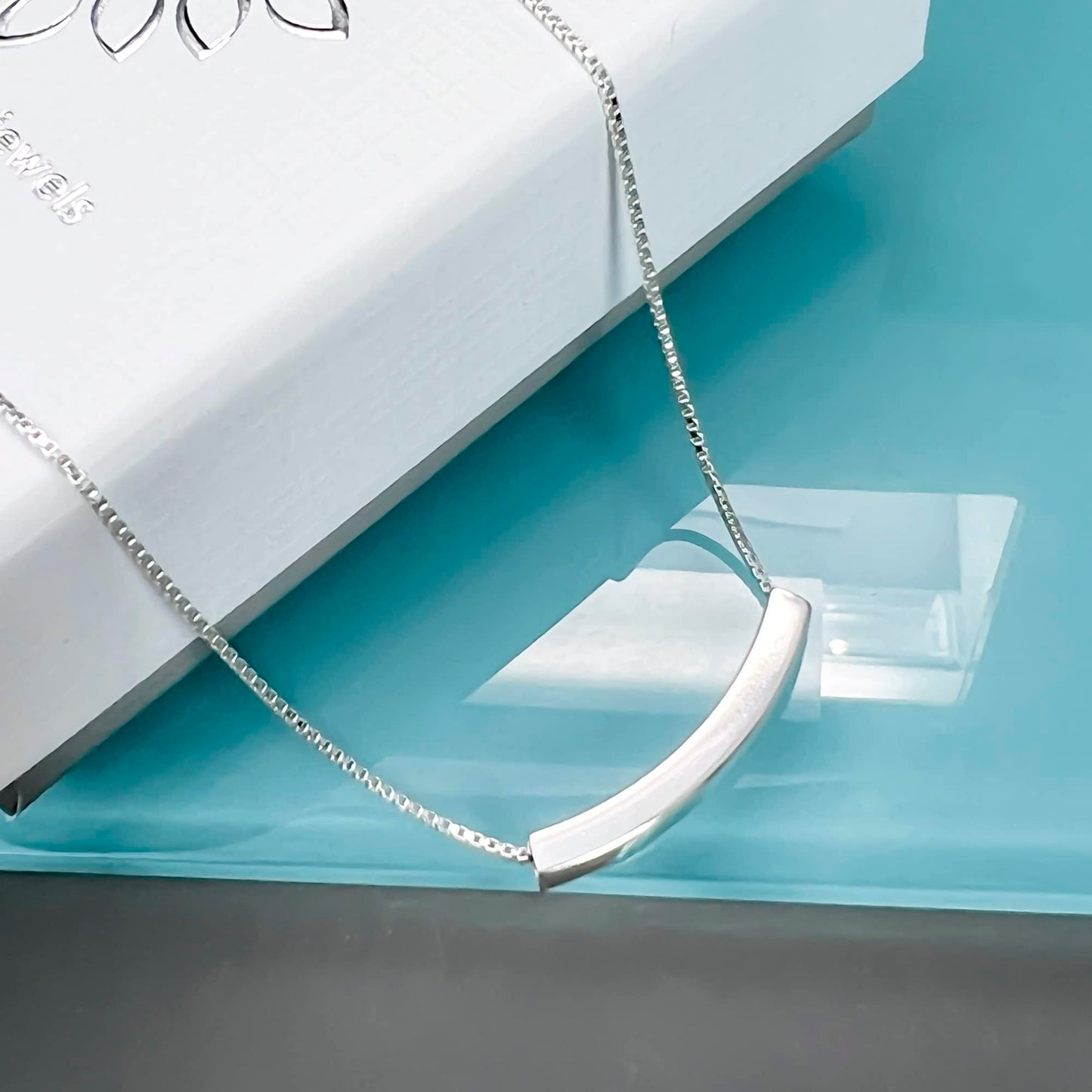 Curved Tube Bar Necklace Sterling Silver, Curved Bar Necklace for Women, Balance Necklace, Layering Choker Necklace