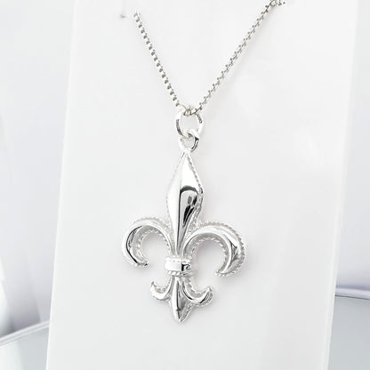 925 Sterling Silver Fleur-de-lis Pendant Necklace for Women - Birthday Anniversary Necklace Gift for Wife Mom Grandmother Best Friend