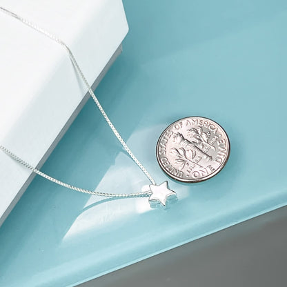 Tiny Delicate and Dainty Sterling Silver Star Necklace, Floating Star Necklace, Daughter Birthday Gift, Niece Birthday Gift, Girlfriend Gift Necklace