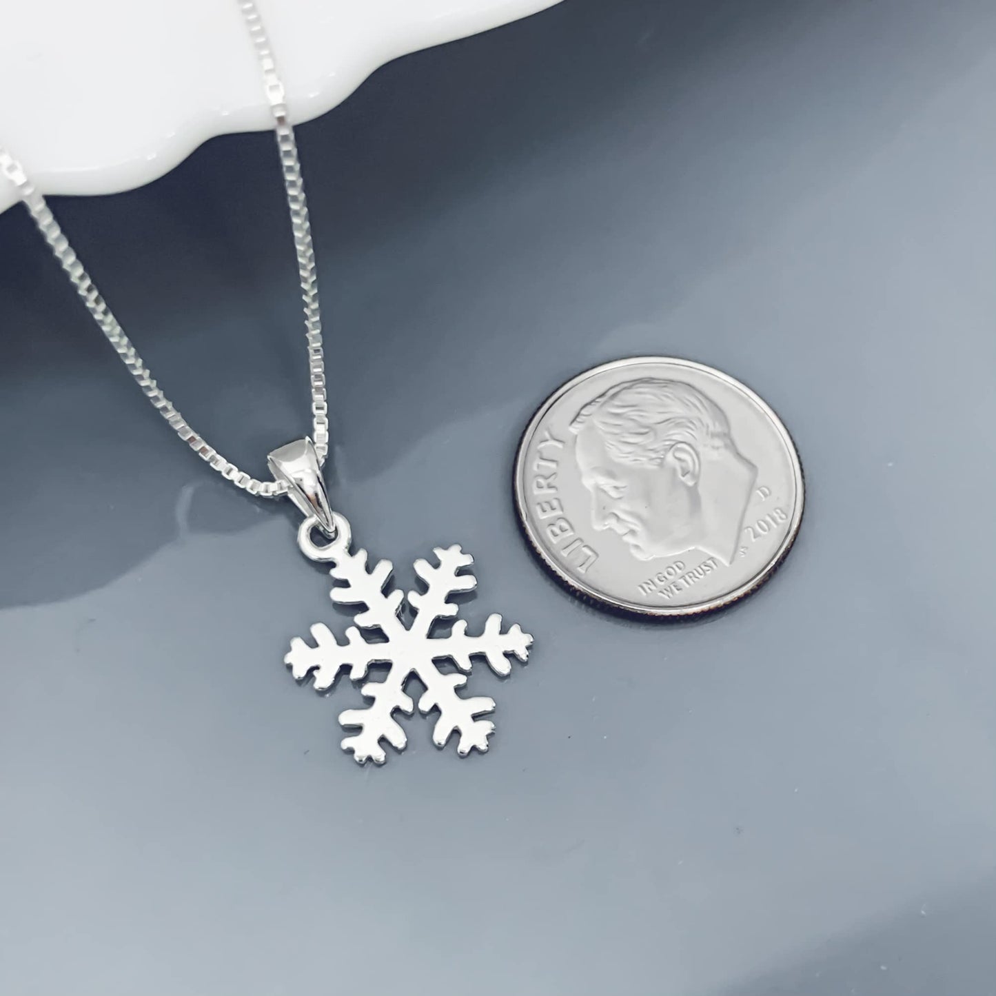 Tiny Delicate and Dainty Sterling Silver Snowflake Necklace for Women, Snowflake Necklace for Girls